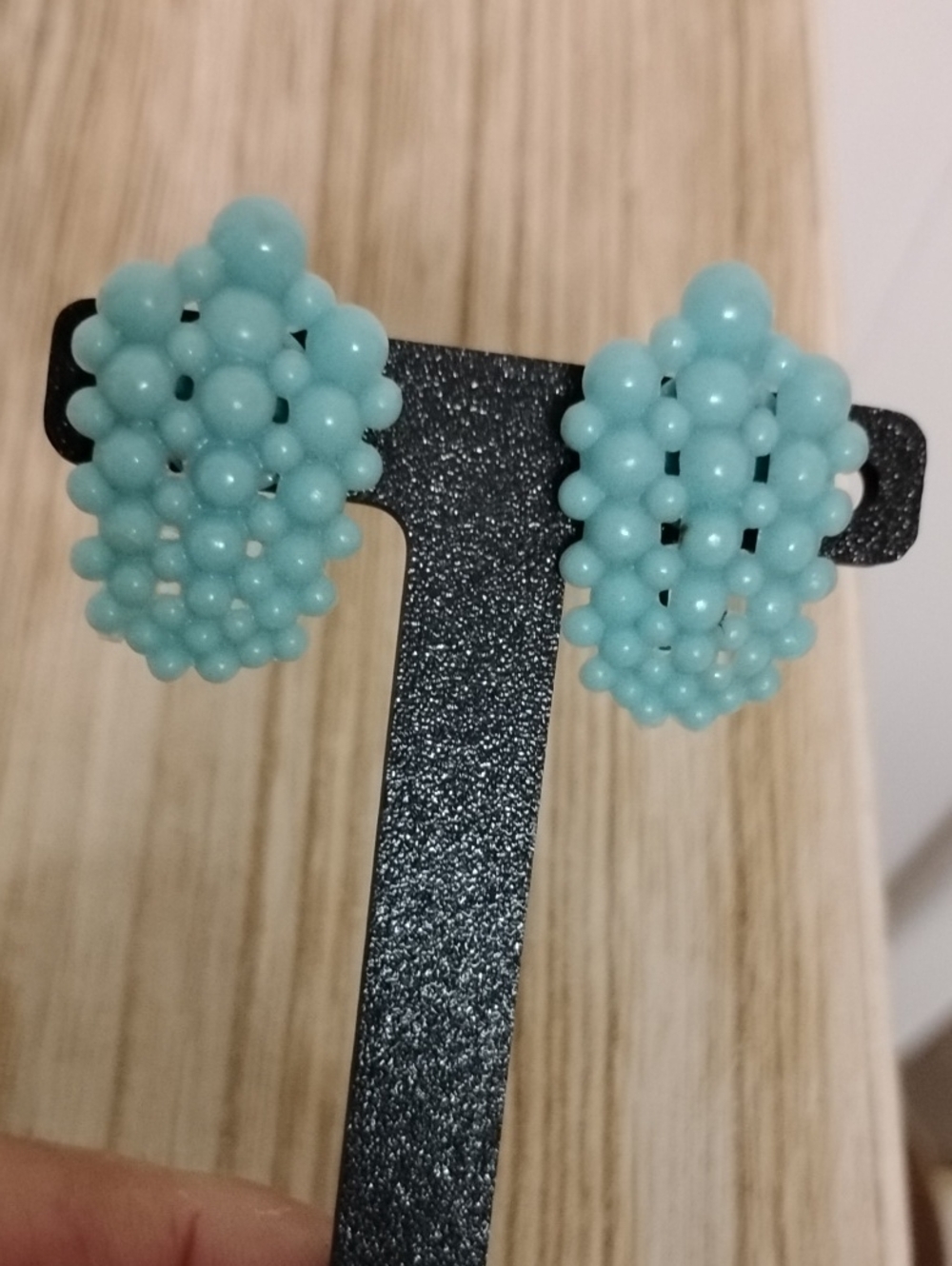 Turquoise Beaded Cluster Screw Back Earrings